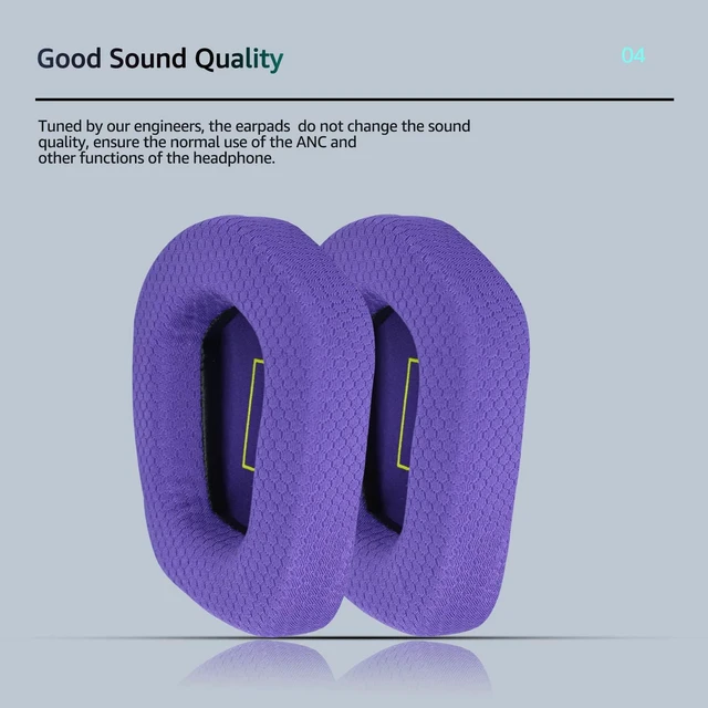 Alt view image 5 of 7 - Fabric Replacement Ear Pads for Logitech G733 Gaming Headset, Also Fit Logitech G335 Wireless Headphone, EarPads Accessories with Soft Mesh Fabric & Isolation Foam (Purple)