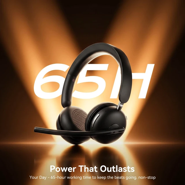 Alt view image 4 of 6 - Wireless Headset with Mic for Work, Bluetooth 5.3 Headphones with Noise Cancelling, USB Dongle, Mute Button, 65H Battery, Wireless Headset for PC, Laptop, Call Center & Online Meetings