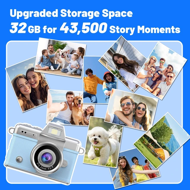 Alt view image 7 of 7 - Mini Keychain Camera HD Video Ultra-Compact Retro Digital Camera with 32GB SD Card USB Card Reader Adapter Portable Tiny Camera for Travel, Study, Daily Vlogging (Blue)