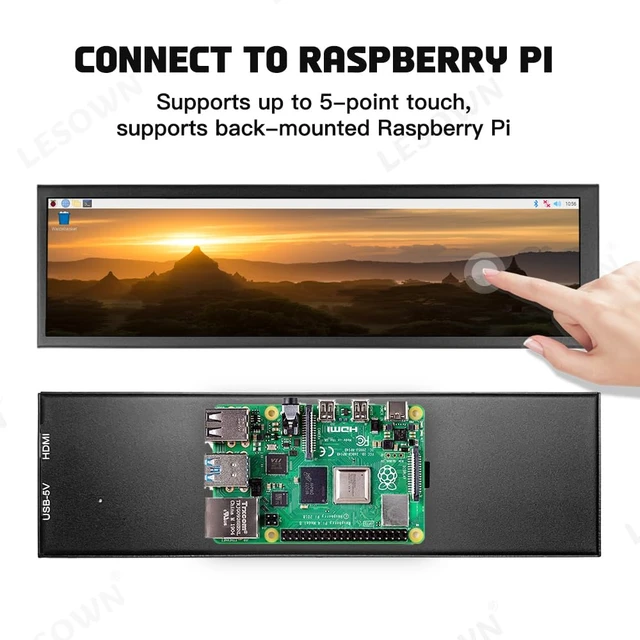 Alt view image 6 of 7 - 8.8 inch Stretched Bar Wide Touch Screen Monitor 480x1920 IPS Long bar LCD Display Secondary Screen PC Case for Windows Rpi4