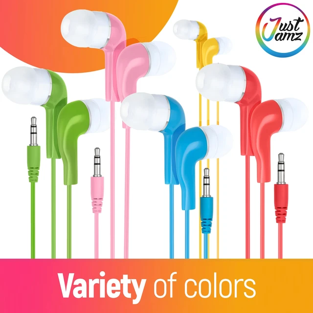 Alt view image 7 of 7 - 30 Pack Jelly Roll Bulk Earbuds - Multicolor Wired Ear Buds for Classroom, Students, and Kids, 3.5mm Jack - Bulk Headphones Class Set for Chromebook, Library, and Office (No Mic)