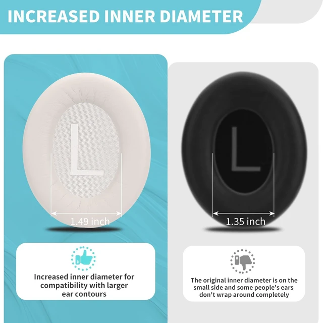 Alt view image 5 of 7 - QC45 Ear Cushions for Bose qc45/45 SE,Larger and Thicker (White Smoke)