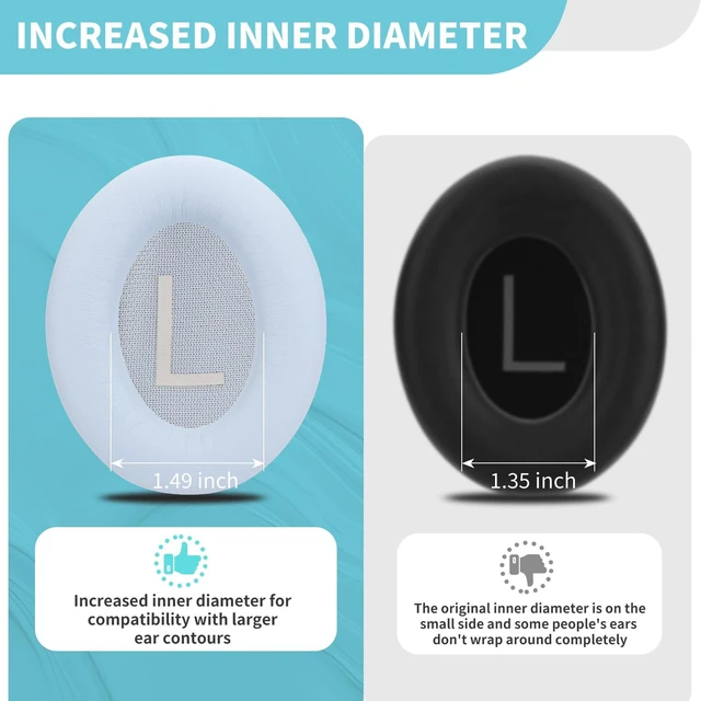 Alt view image 5 of 7 - QC45 Ear Cushions for Bose qc45/45 SE,Larger and Thicker (Moonstone Blue)