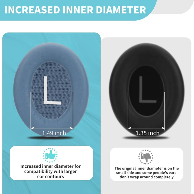 Alt view image 5 of 7 - QC45 Ear Cushions for Bose qc45/45 SE,Larger and Thicker(Blue Dusk)