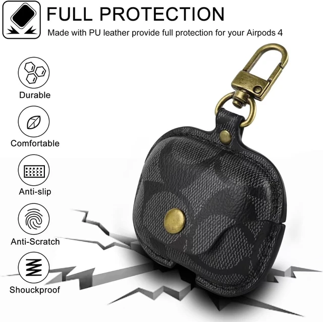 Alt view image 3 of 6 - for AirPods 4 Case, Compatible with AirPods 4th Generation Case, Leather Full Body Shockproof Protective Cover for AirPods 4th Generation Cover, Drop Protection (B)