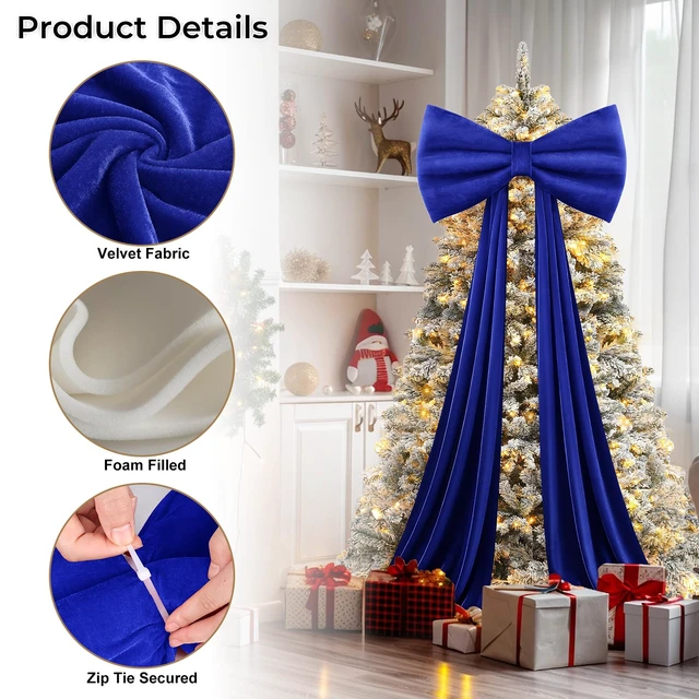 Alt view image 5 of 7 - Large Velvet Bow Party Backdrop Decor, 78.7x23.6 Inch Blue 1pcs 3D Sponge-filled, Reusable, Giant Velvet Bow Long Ribbon Streamers for Weddings, Parties, Baby Showers, Christmas Wall
