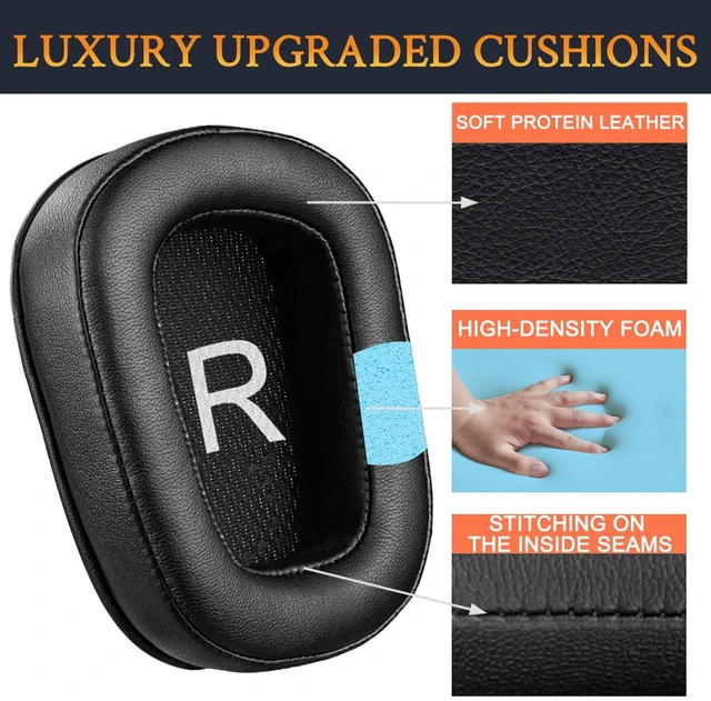 Alt view image 3 of 6 - Earpads for Logitech G935/G933/G930/G432/G35 - Black for G35/G930/G933/G935/G633/G635/G533/G430/G431/G432/G433/G332/G230/G231/G233 Headphones
