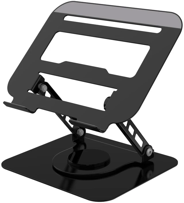 Main image of Adjustable Laptop Stand 360°Rotation Computer Riser for Desk, Black Fit for MacBook Pro/Air Notebook Up to 16 Inches, Adjustable & Foldable, Stability & Durability, Heat Dissipation Design