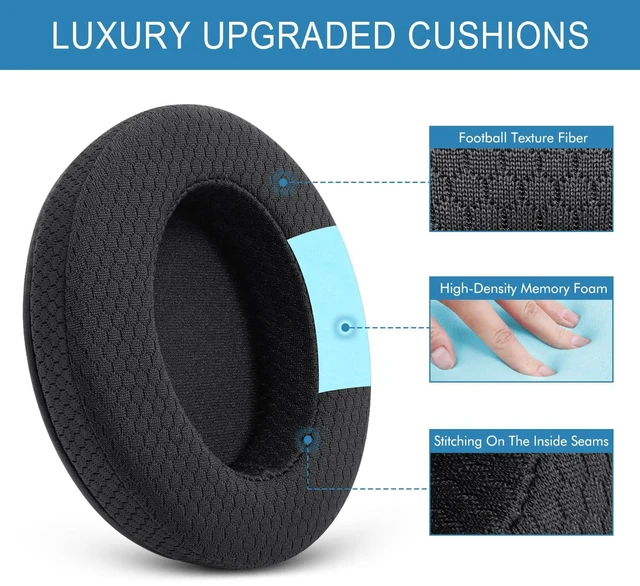 Alt view image 3 of 7 - Mesh Fabric Replacement Ear Pads for Sennheiser HD280 / HD280-Pro - Black Also for HD280-13 / HD281 / HMD280 / HMD280 Pro / HMD280-13 / HMD281 / HMD281 Pro, Cushions with Slow Rebound Memory Foam