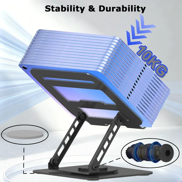 Alt view image 5 of 7 - Adjustable Laptop Stand 360°Rotation Computer Riser for Desk, Black Fit for MacBook Pro/Air Notebook Up to 16 Inches, Adjustable & Foldable, Stability & Durability, Heat Dissipation Design