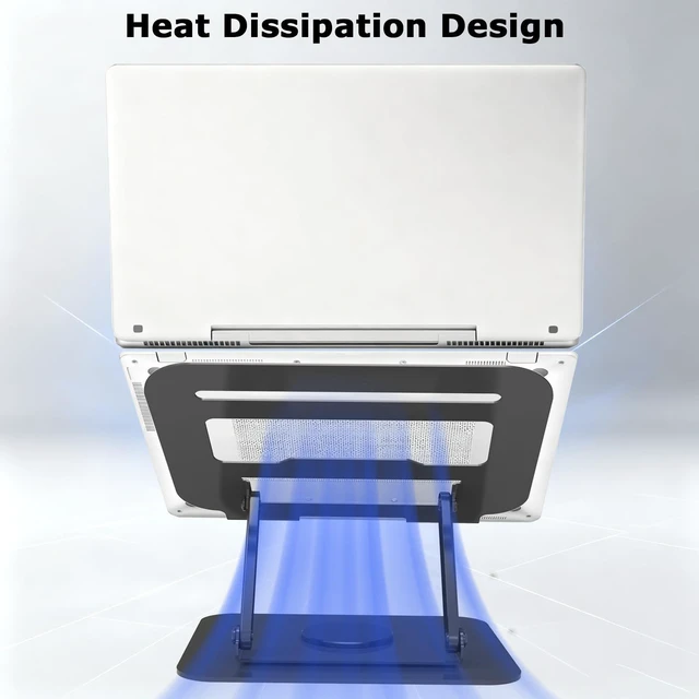 Alt view image 6 of 7 - Adjustable Laptop Stand 360°Rotation Computer Riser for Desk, Black Fit for MacBook Pro/Air Notebook Up to 16 Inches, Adjustable & Foldable, Stability & Durability, Heat Dissipation Design