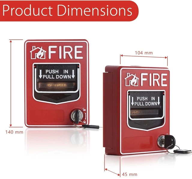 Alt view image 2 of 6 - Emergency Alarm Station with Key Conventional Dual Action Manual Call Point Pull Fire Alarm Panic Button SOS Switch for Alarm Siren or Panel