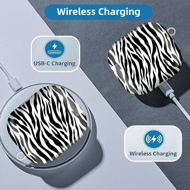 Alt view image 6 of 6 - Compatible with AirPod 4 Protective case with Gold Key Ring for 2024 Fourth Generation AirPod. Shockproof, dustproof, Wireless Headphone Protective case.Zebra Pattern