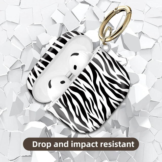 Alt view image 5 of 6 - Compatible with AirPod 4 Protective case with Gold Key Ring for 2024 Fourth Generation AirPod. Shockproof, dustproof, Wireless Headphone Protective case.Zebra Pattern