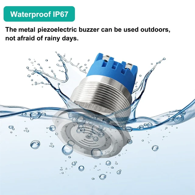 Alt view image 5 of 6 - 2PCS DC24V 22mm 110dB Metal Buzzer Sounder Waterproof IP67 Intermittent Electronic Buzzer Alarm with Red Flash Indicator