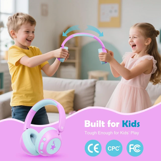 Alt view image 3 of 7 - Active Noise Cancelling Headphones for Kids, Bluetooth 6.0 ANC 70H Play Time, USB C Fast Charging, Kids Bluetooth Headphones, 75/85/94dB Volume, with Mic AUX Cord for iPad Airplane