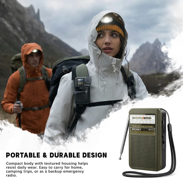 Alt view image 7 of 7 - Portable AM FM Radio, 3 Band Transistor Radio with Shortwave, USB-C Rechargeable Portable Radio with Speaker & Telescopic Antenna for Home Camping Emergency, Green