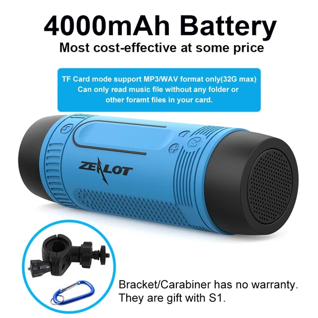 Alt view image 3 of 4 - S1 Bluetooth Speaker, Handlebar Speakers for Bike, Portable Speaker with LED Torch Light, Waterproof IPX5, LED Light, TF Card Play, for Indoor/Outdoor/Hiking/Camping/Travel (Blue)