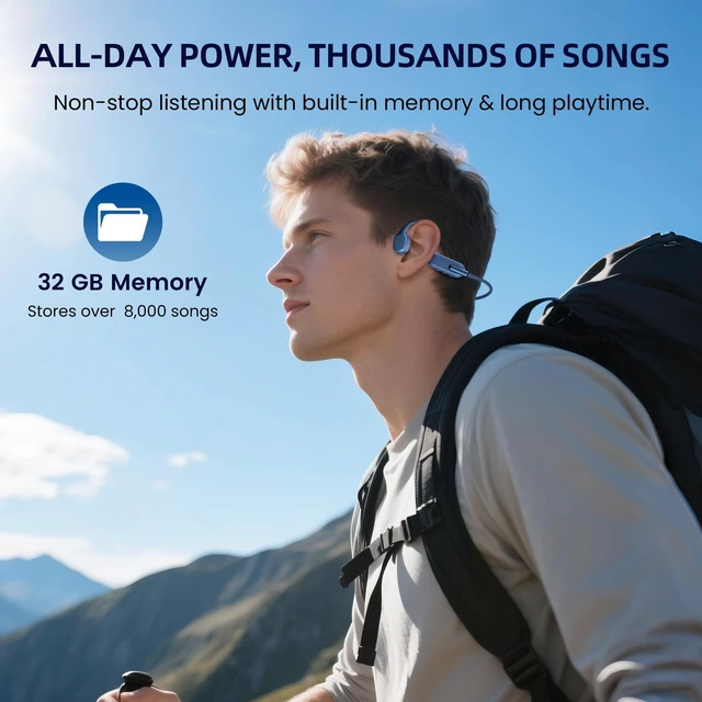 Alt view image 6 of 7 - Bone Conduction Headphones Waterproof Swimming Headset, Wireless Bluetooth 5.3 for Sport