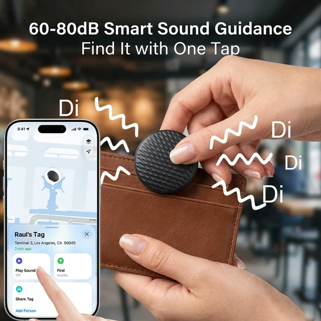 Alt view image 3 of 7 - Mini GPS Tracker for Vehicles No Subscription (iOS Only) - 4 Pack Car Tracker Tag with Audio, Hidden Tracking Device Work with Find My for Kids, Dogs, Key, Luggage