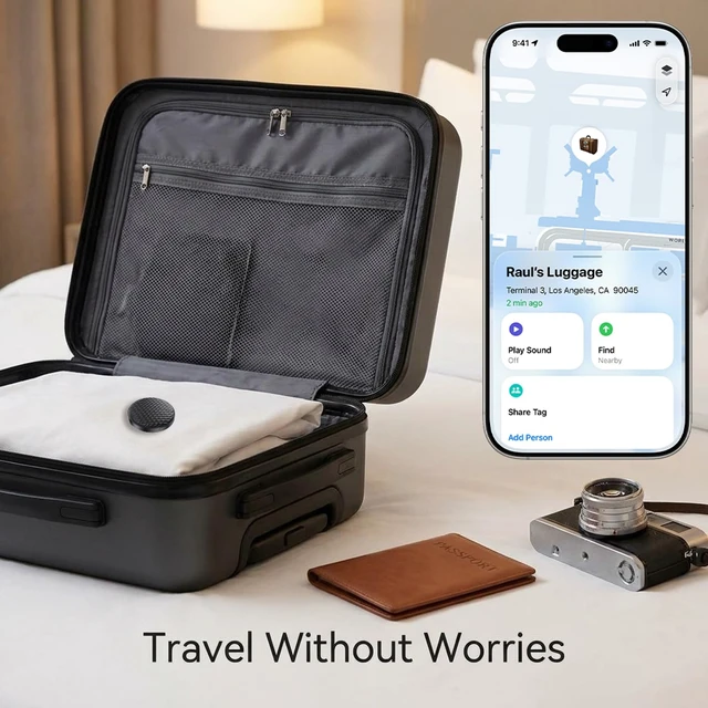 Alt view image 4 of 7 - Mini GPS Tracker for Vehicles No Subscription (iOS Only) - 4 Pack Car Tracker Tag with Audio, Hidden Tracking Device Work with Find My for Kids, Dogs, Key, Luggage