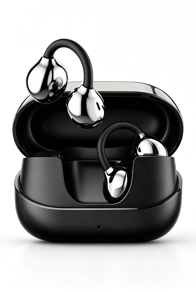 Main image of Clip-on Earbuds,Open Ear Earbuds Wireless Bluetooth 6.0, Lightweight Open Ear Headphones with C-Shaped Bridge,Slim Hook,50H Battery,Waterproof,for Glasses Wearers &Sports & Travel (Black)