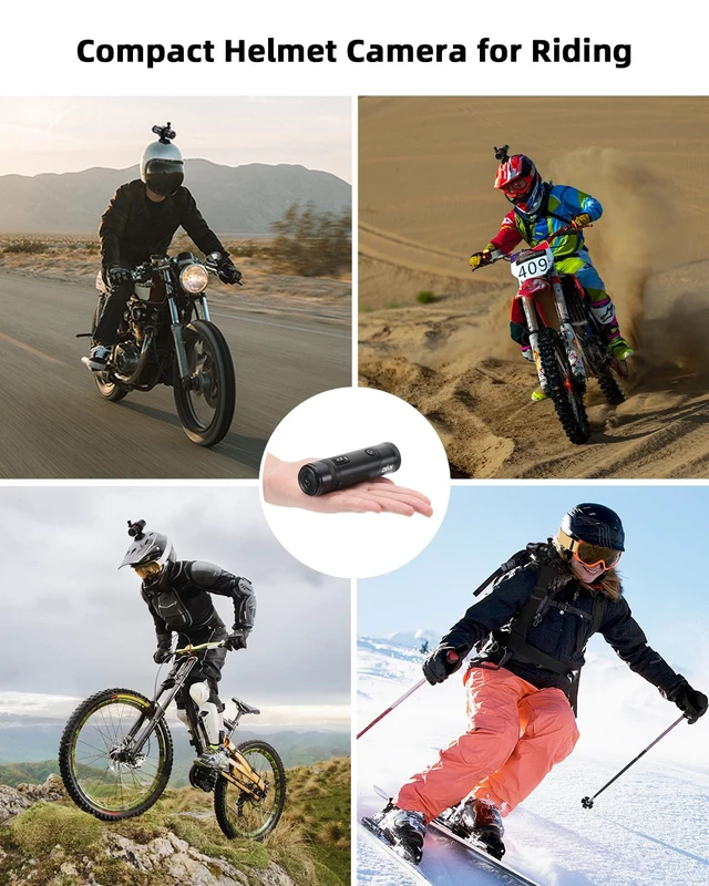 Alt view image 3 of 6 - 2K Dual Lens Motorcycle Helmet Camera with 2.4G Remote Control, Front and Rear Bike Camera with App Control, Cycling Dash Cam with 32GB TF Card and Loop Recording
