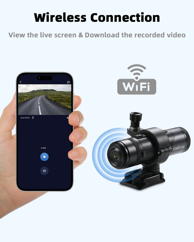 Alt view image 4 of 6 - 2K Dual Lens Motorcycle Helmet Camera with 2.4G Remote Control, Front and Rear Bike Camera with App Control, Cycling Dash Cam with 32GB TF Card and Loop Recording