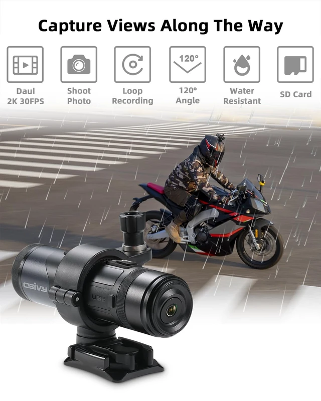 Alt view image 6 of 6 - 2K Dual Lens Motorcycle Helmet Camera with 2.4G Remote Control, Front and Rear Bike Camera with App Control, Cycling Dash Cam with 32GB TF Card and Loop Recording