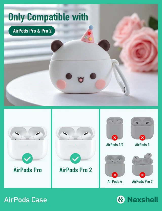 Alt view image 2 of 7 - for AirPods Pro 2 Case Cute, 3D Kawaii White Bear Funny Design with Lanyard and Keychain Charm, Protective Shockproof Silicone Cover, for AirPods Pro 2nd Gen 2022 Women Girls Kids Gift