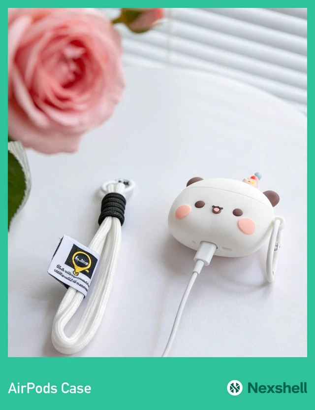 Alt view image 3 of 7 - for AirPods Pro 2 Case Cute, 3D Kawaii White Bear Funny Design with Lanyard and Keychain Charm, Protective Shockproof Silicone Cover, for AirPods Pro 2nd Gen 2022 Women Girls Kids Gift