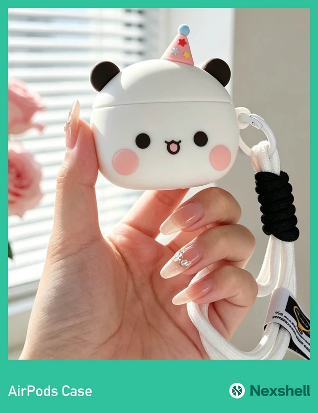 Alt view image 4 of 7 - for AirPods Pro 2 Case Cute, 3D Kawaii White Bear Funny Design with Lanyard and Keychain Charm, Protective Shockproof Silicone Cover, for AirPods Pro 2nd Gen 2022 Women Girls Kids Gift