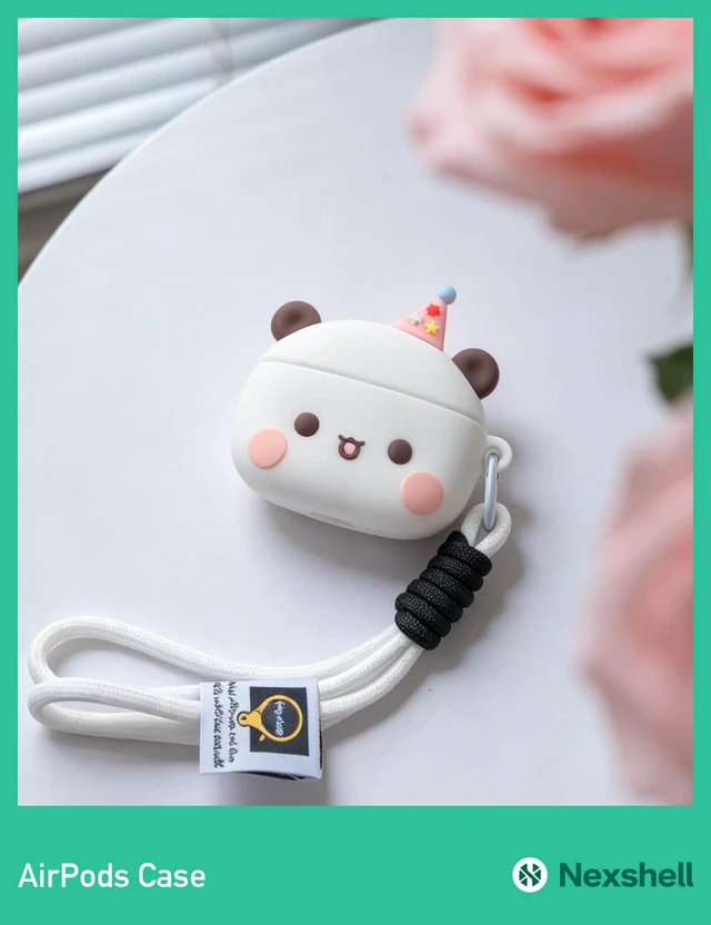 Alt view image 5 of 7 - for AirPods Pro 2 Case Cute, 3D Kawaii White Bear Funny Design with Lanyard and Keychain Charm, Protective Shockproof Silicone Cover, for AirPods Pro 2nd Gen 2022 Women Girls Kids Gift