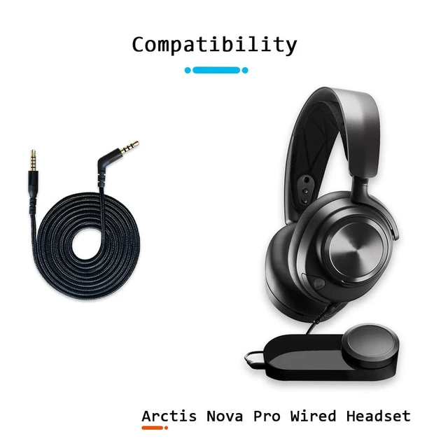 Alt view image 2 of 7 - Replacement 2 m Cable Compatible with Arctis Nova Pro / 7 Headset Compatible with SteelSeries Arctis Nova Pro / 7 Headset (2 m, Black)