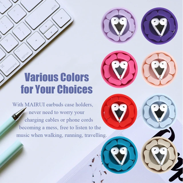 Alt view image 6 of 6 - Wired Earbud Case 4 Pack Earphone Headphone Cord Organizer Earbuds Wrap Soft Silicone Magnetic Holder Storage Tangle Free Cable Winder(2Black/Blue/Purple)