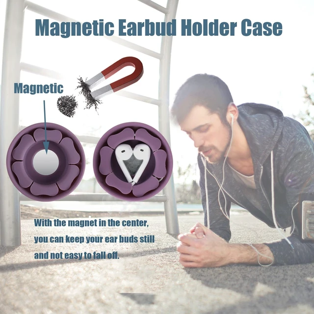 Alt view image 2 of 6 - Wired Earbud Case 4 Pack Earphone Headphone Cord Organizer Earbuds Wrap Soft Silicone Magnetic Holder Storage Tangle Free Cable Winder(Purple/Pink/Blue/Black)