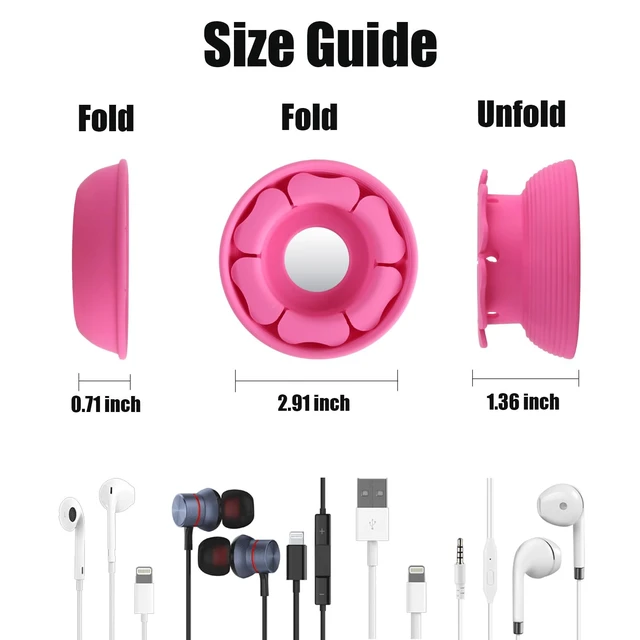 Alt view image 3 of 6 - Wired Earbud Case 4 Pack Earphone Headphone Cord Organizer Earbuds Wrap Soft Silicone Magnetic Holder Storage Tangle Free Cable Winder(Purple/Pink/Blue/Black)