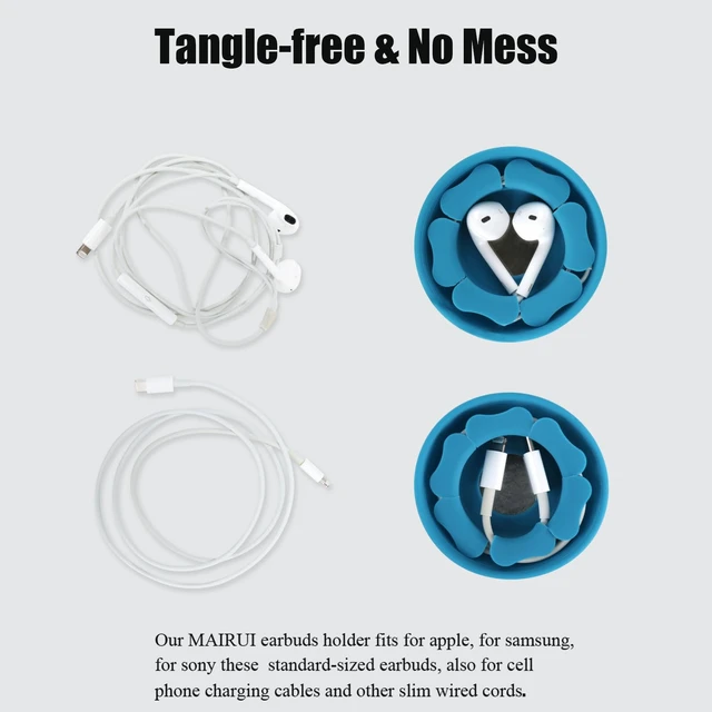 Alt view image 4 of 6 - Wired Earbud Case 4 Pack Earphone Headphone Cord Organizer Earbuds Wrap Soft Silicone Magnetic Holder Storage Tangle Free Cable Winder(Purple/Pink/Blue/Black)