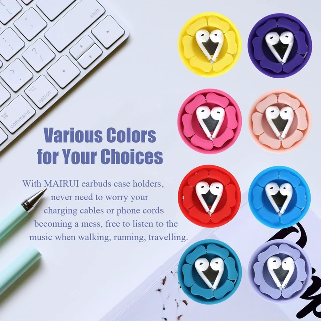 Alt view image 6 of 6 - Wired Earbud Case 4 Pack Earphone Headphone Cord Organizer Earbuds Wrap Soft Silicone Magnetic Holder Storage Tangle Free Cable Winder(Purple/Pink/Blue/Black)