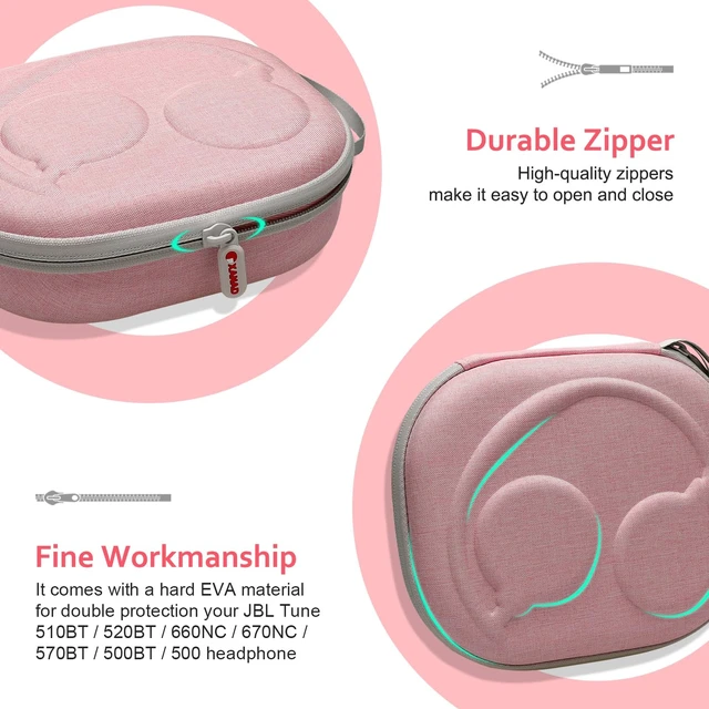 Alt view image 5 of 7 - Hard Case for Bose QuietComfort, QC Ultra, QC 45, QC 35, QC45 SE, QC SE or Skullcandy Crusher Evo, Hesh ANC, Hesh Evo, Crusher ANC 2, Crusher, Riff 2 Noise HeadphonesOuter Pink +Inner Pink