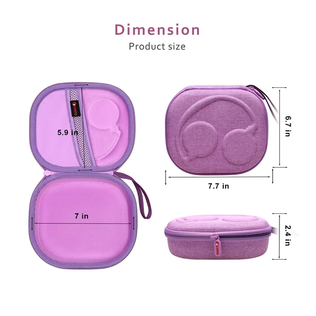 Alt view image 4 of 7 - Hard Case for Bose QuietComfort, QC Ultra, QC 45, QC 35, QC45 SE, QC SE or Skullcandy Crusher Evo, Hesh ANC, Hesh Evo, Crusher ANC 2, Crusher, Riff 2 Noise HeadphonesOuter Purple+Inner Purple