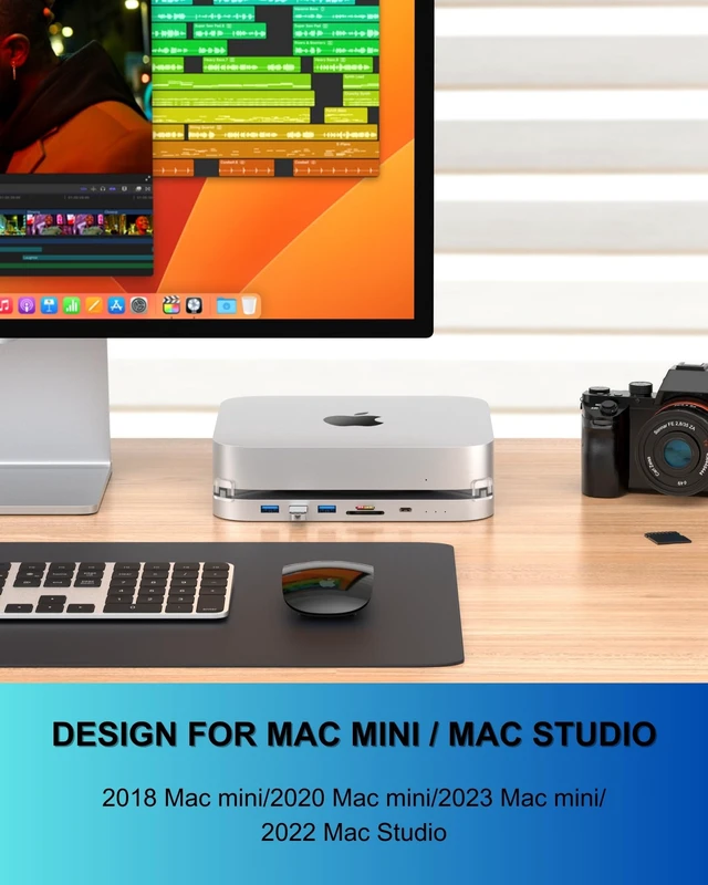 Alt view image 7 of 7 - Mac mini Dock, USB-C Docking Station with Dual SSD Enclosures, Compatible with 2.5-inch SATA HDD and NVMe M.2 SSD, Mac mini Hub with 4K HDMI & DisplayPort, USB A/C Ports, TF/SD Card Reader