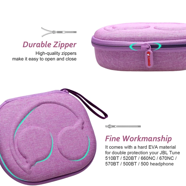 Alt view image 5 of 7 - Hard Case for Bose QuietComfort, QC Ultra, QC 45, QC 35, QC45 SE, QC SE or Skullcandy Crusher Evo, Hesh ANC, Hesh Evo, Crusher ANC 2, Crusher, Riff 2 Noise HeadphonesOuter Purple+Inner Purple