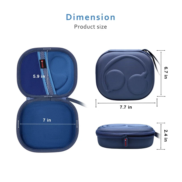 Alt view image 4 of 6 - Case for JBL Tune 530BT/520BT/510BT/680NC/670NC/660NC Etc Headphone, Blue Hard Carrying Travel Case for JBL Live 670NC/770N/780NC/Live 460NC/T450BT On-Ear Headphones
