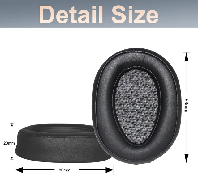 Alt view image 3 of 7 - WH-H900N Replacement Ear Pads Protein PU Leather Ear Cushion Compatible with Sony WH-H900N and MDR-100ABN Headphones (Black)
