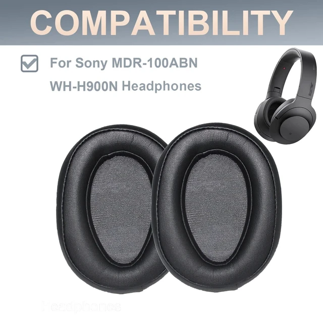 Alt view image 4 of 7 - WH-H900N Replacement Ear Pads Protein PU Leather Ear Cushion Compatible with Sony WH-H900N and MDR-100ABN Headphones (Black)