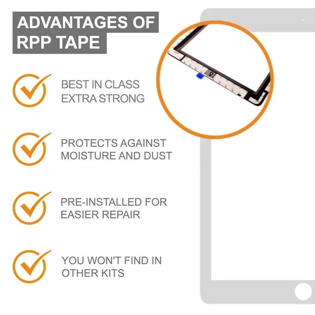 Alt view image 4 of 7 - RepairPartsPlus Premium DIY Kit for iPad 7th 8th Generation Screen Replacement (10.2" 7 8 A2197 A2198 A2200 A2270 A2428 A2429 A2430) Glass Touch Digitizer + Button, Adhesive, Guide/Videos-White