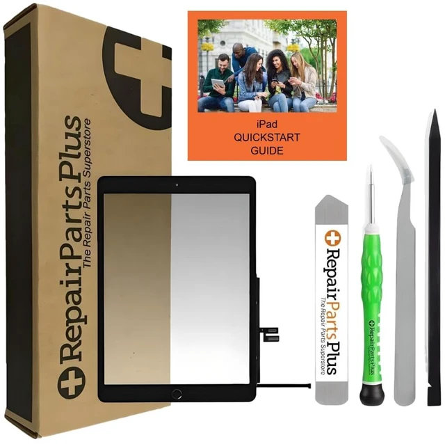 Main image of RepairPartsPlus for iPad 7 7th Gen 8 8th Screen Replacement Glass Touch Digitizer Premium Kit (10.2", A2197 A2198 A2200 A2270 A2428 A2429 A2430) + Home Button, Adhesive, Quickstart Guide - Black