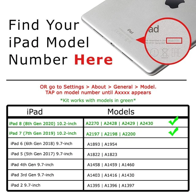 Alt view image 2 of 7 - RepairPartsPlus Premium DIY Kit for iPad 7th 8th Generation Screen Replacement (10.2" 7 8 A2197 A2198 A2200 A2270 A2428 A2429 A2430) Glass Touch Digitizer + Button, Adhesive, Guide/Videos-White