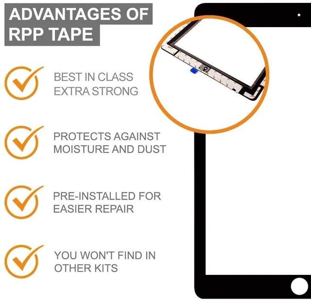 Alt view image 5 of 7 - RepairPartsPlus for iPad 7 7th Gen 8 8th Screen Replacement Glass Touch Digitizer Premium Kit (10.2", A2197 A2198 A2200 A2270 A2428 A2429 A2430) + Home Button, Adhesive, Quickstart Guide - Black